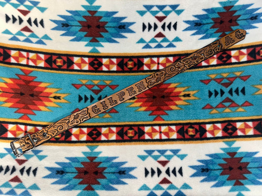 Infant or Toddler Floral Tooled Leather Custom Belt